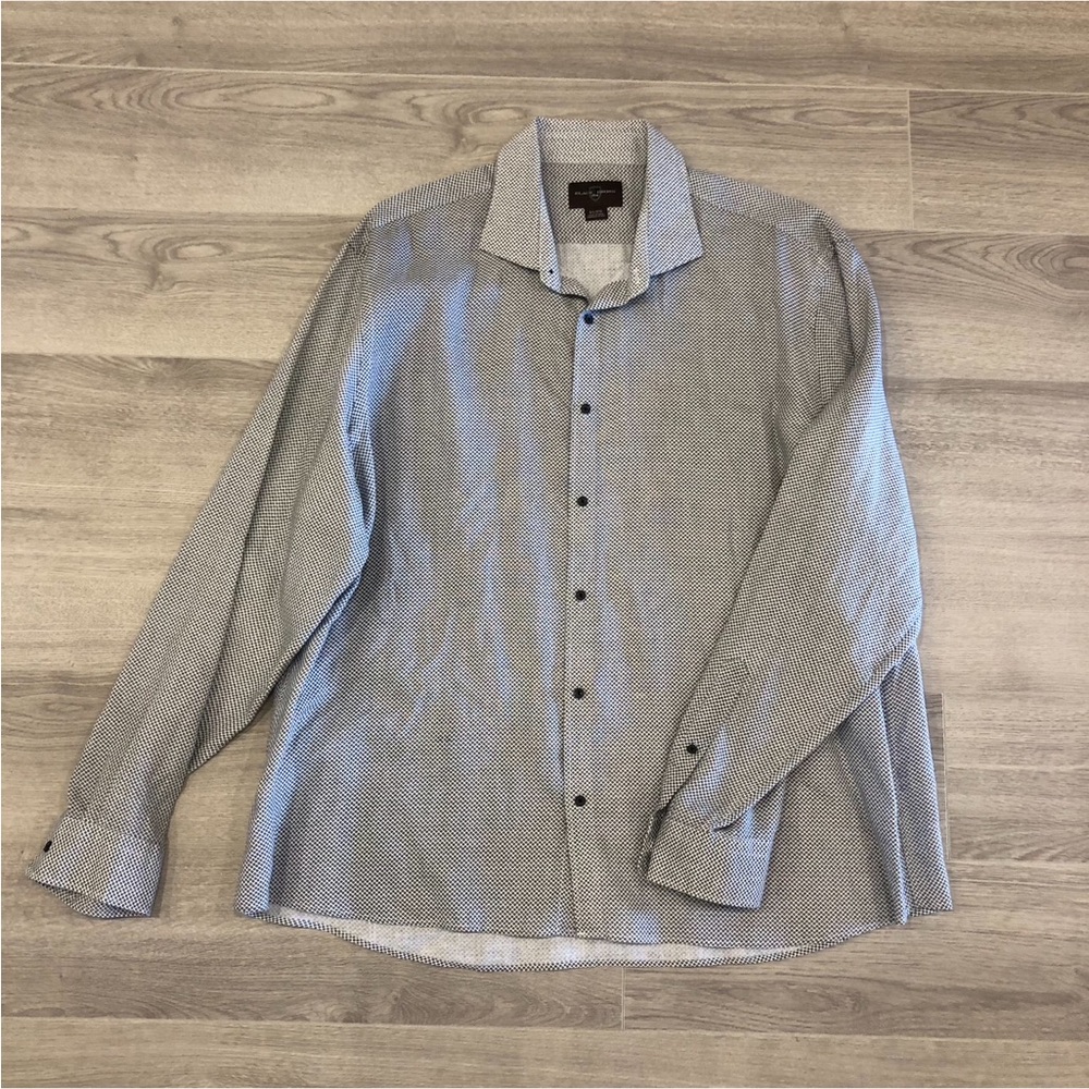 Black Brown 1826 Black and White Patterned Shirt